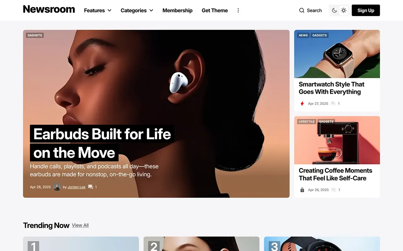 Newsroom Ghost Theme